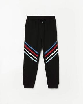 boys striped mid-rise joggers with elasticated waist