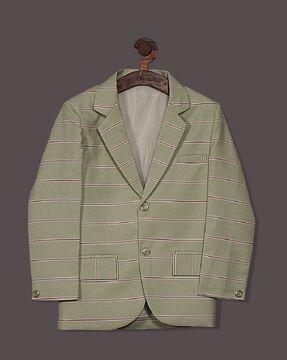 boys striped single-breasted blazer with notched lapel