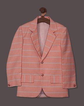 boys striped single-breasted blazer with notched lapel