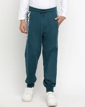 boys typographic print joggers with elasticated drawstring waist