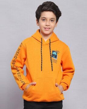 boys typographic print regular fit hoodie