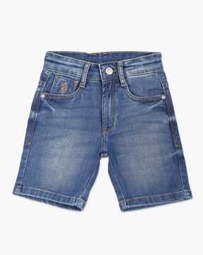 boys washed slim fit shorts with insert pockets