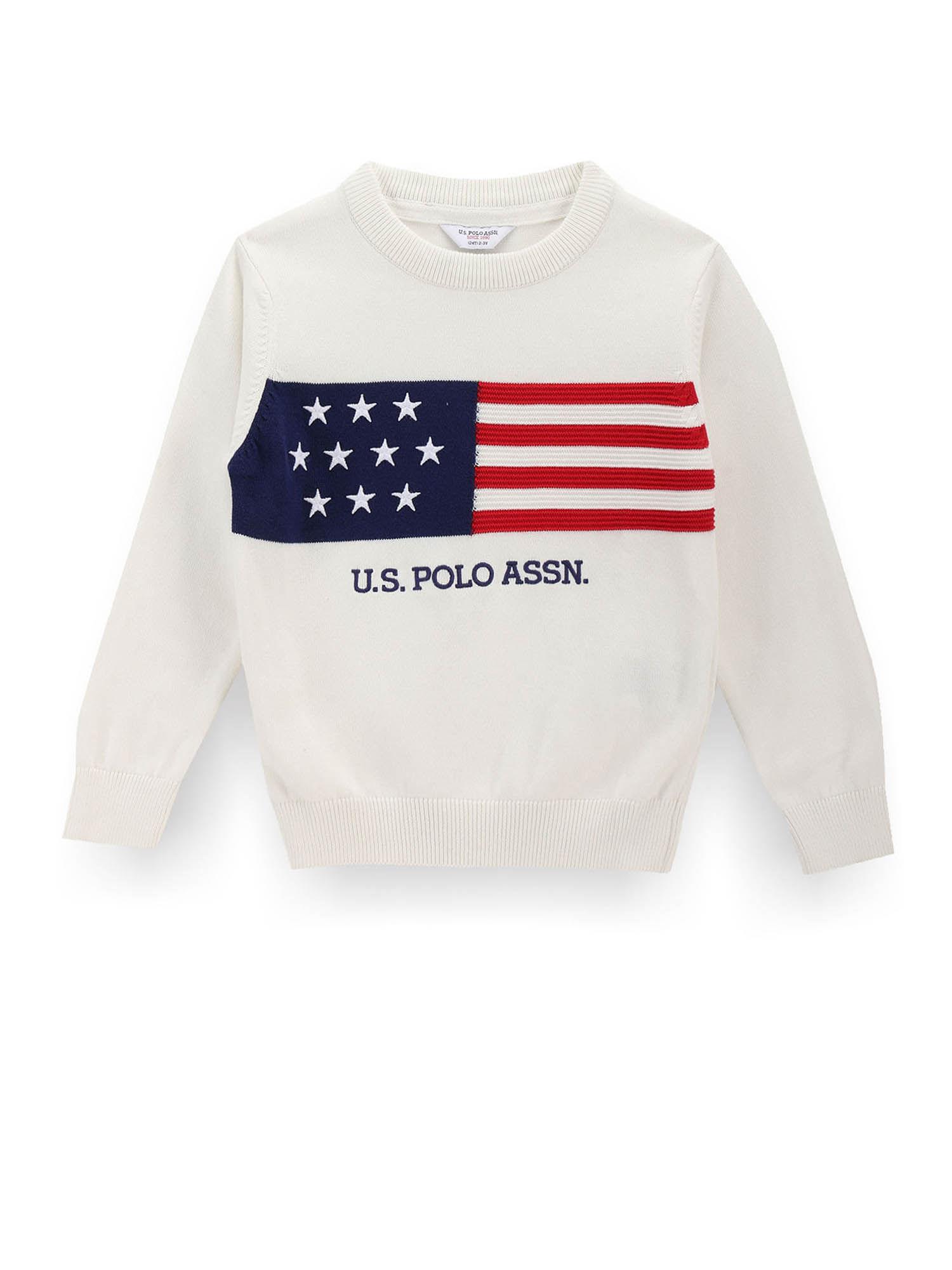 boys white flag pattern sweater