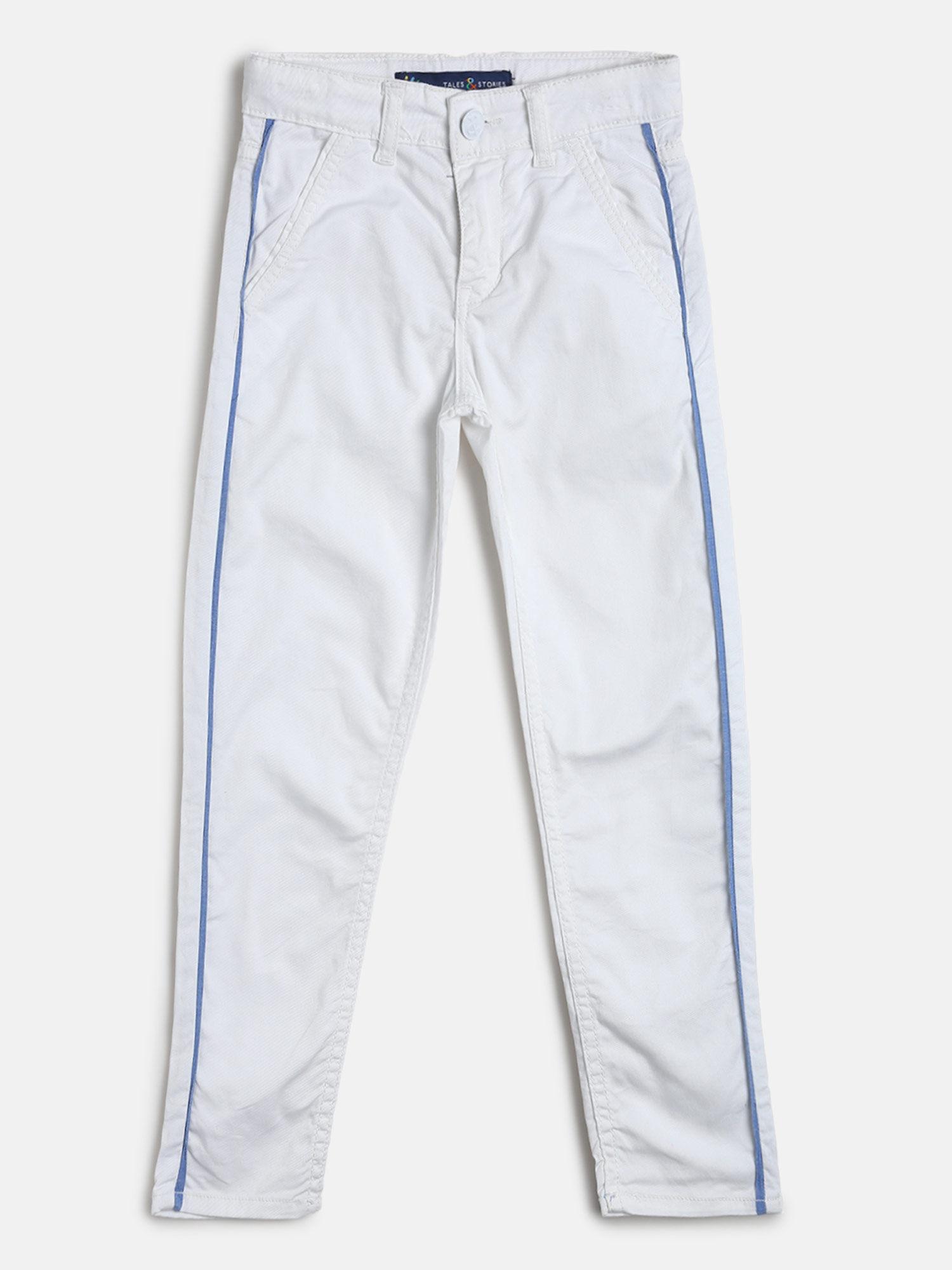 boys white lycra solid trouser