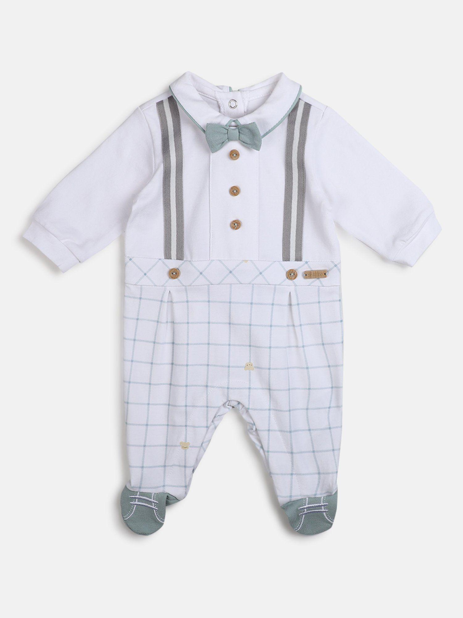 boys-white-stretch-leg-opening-rompers-with-bow-tie-(set-of-2)
