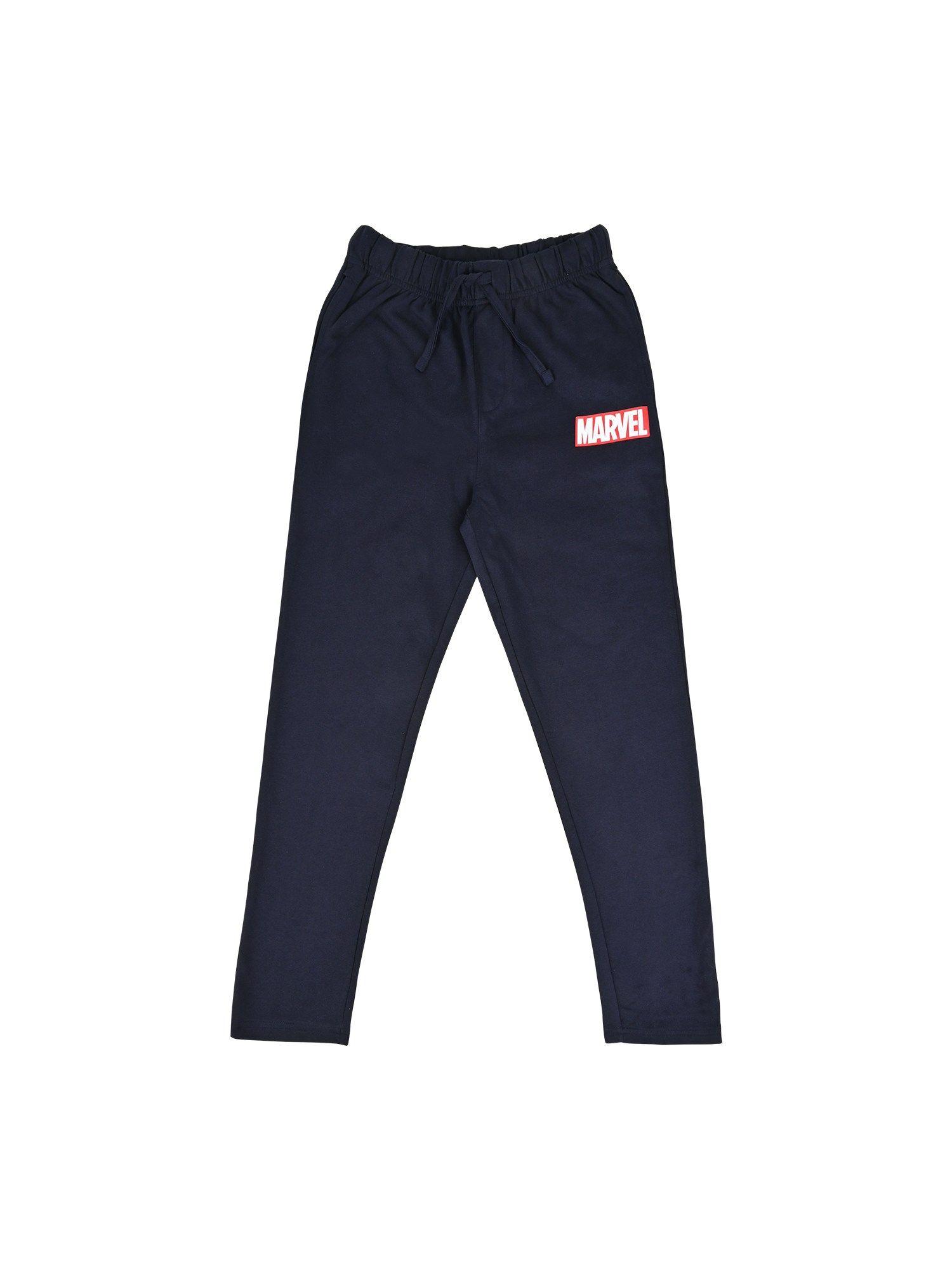 boys with logo navy blue cotton track pant