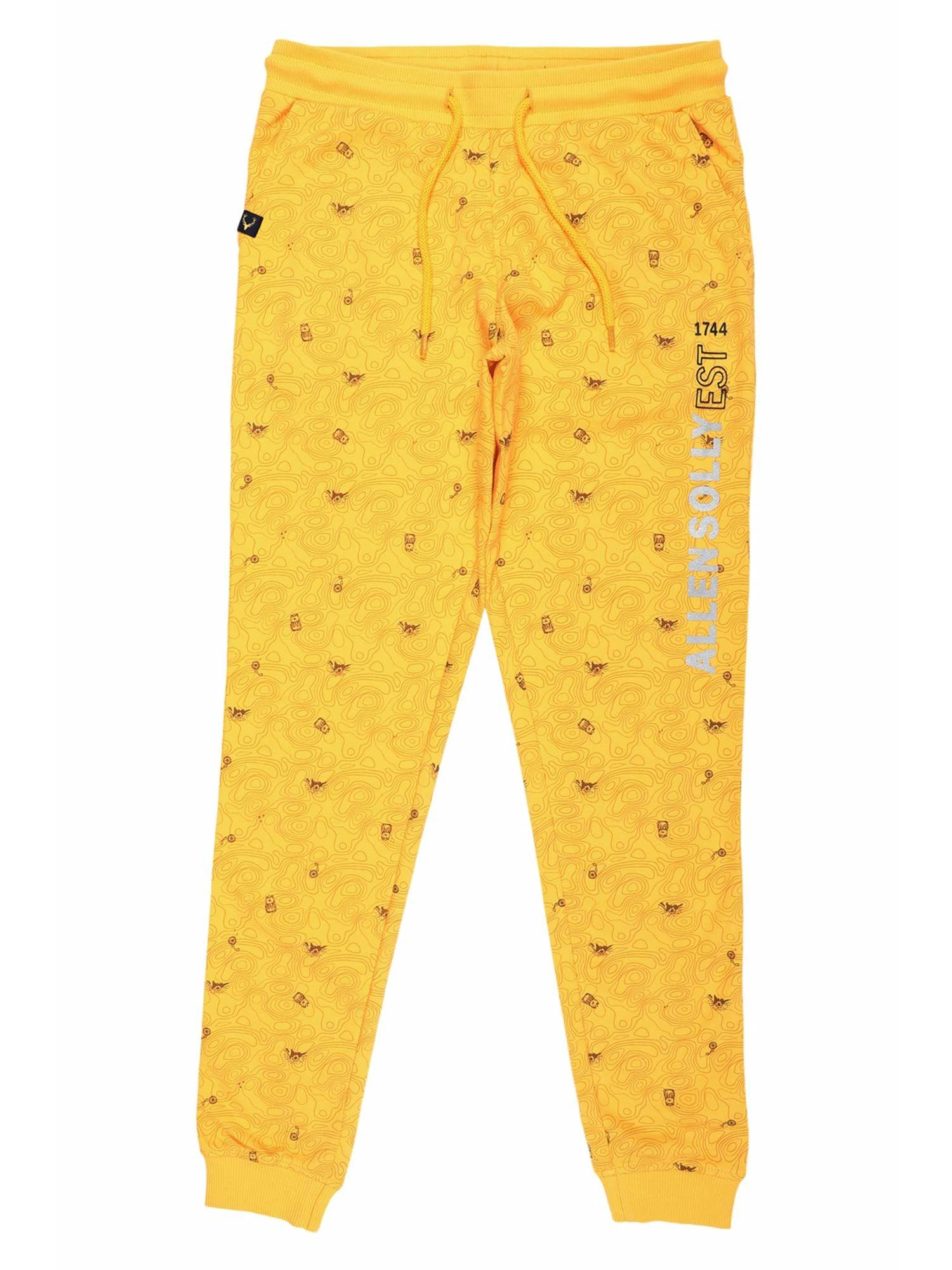 boys yellow printed track pants