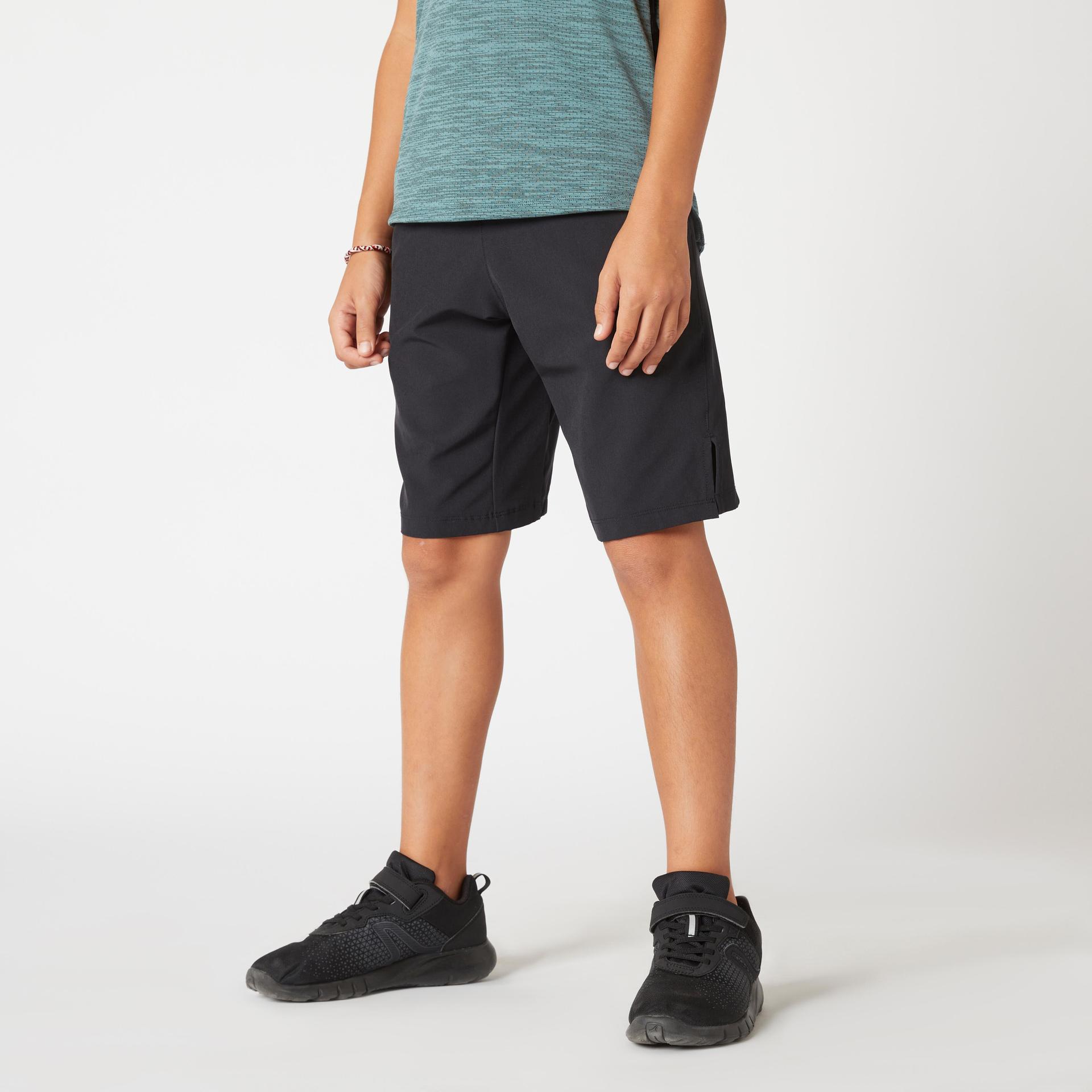 boys' breathable synthetic shorts w500 - black