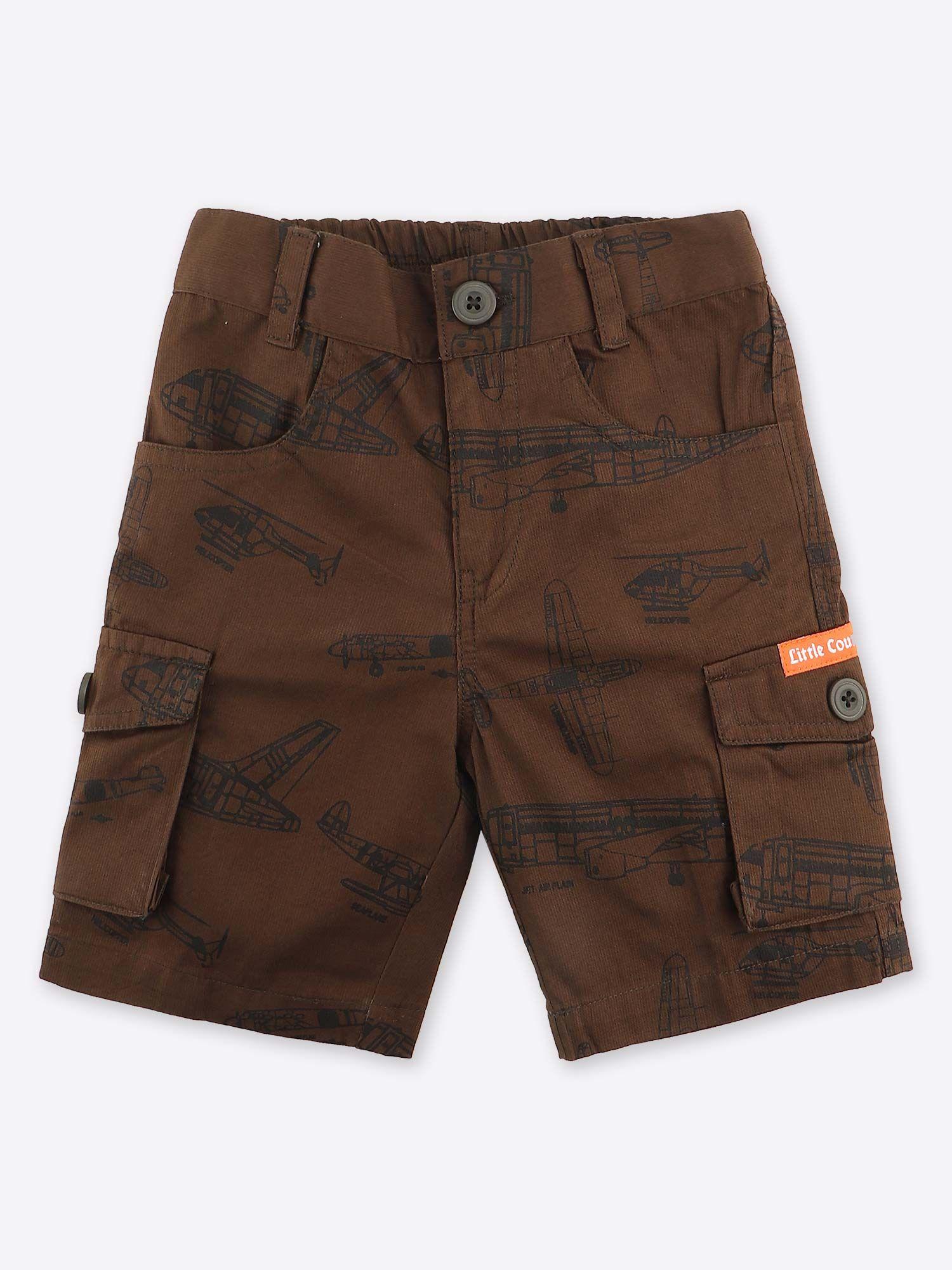 boys all over printed cargo brown shorts