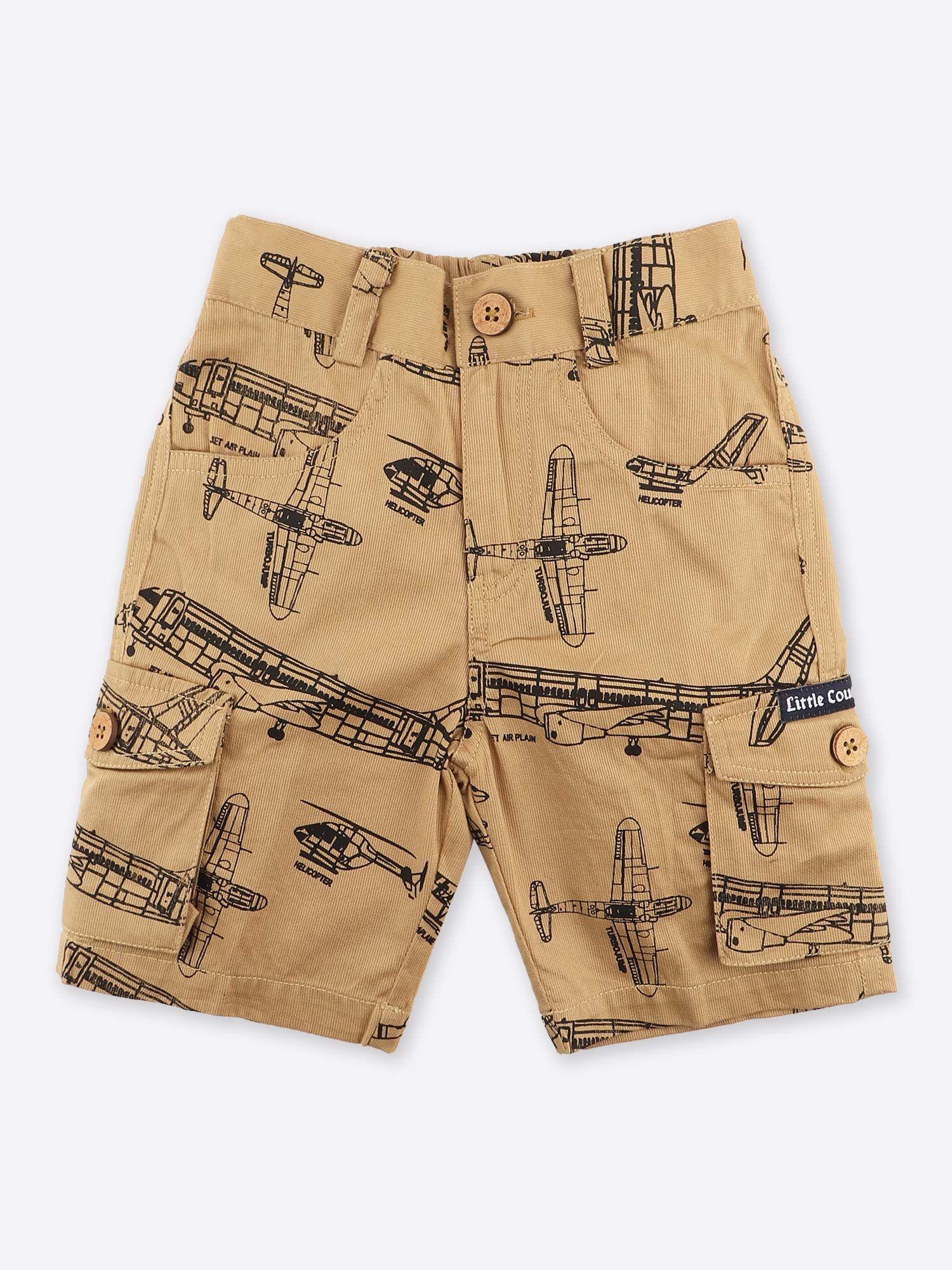 boys all over printed cargo khaki shorts