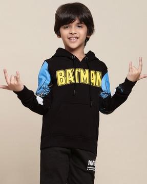 boys batman printed regular fit hoodie