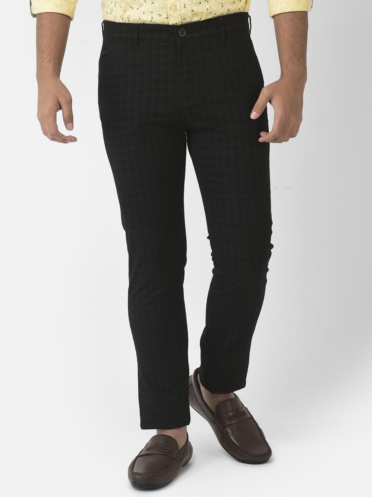 boys black checked trousers