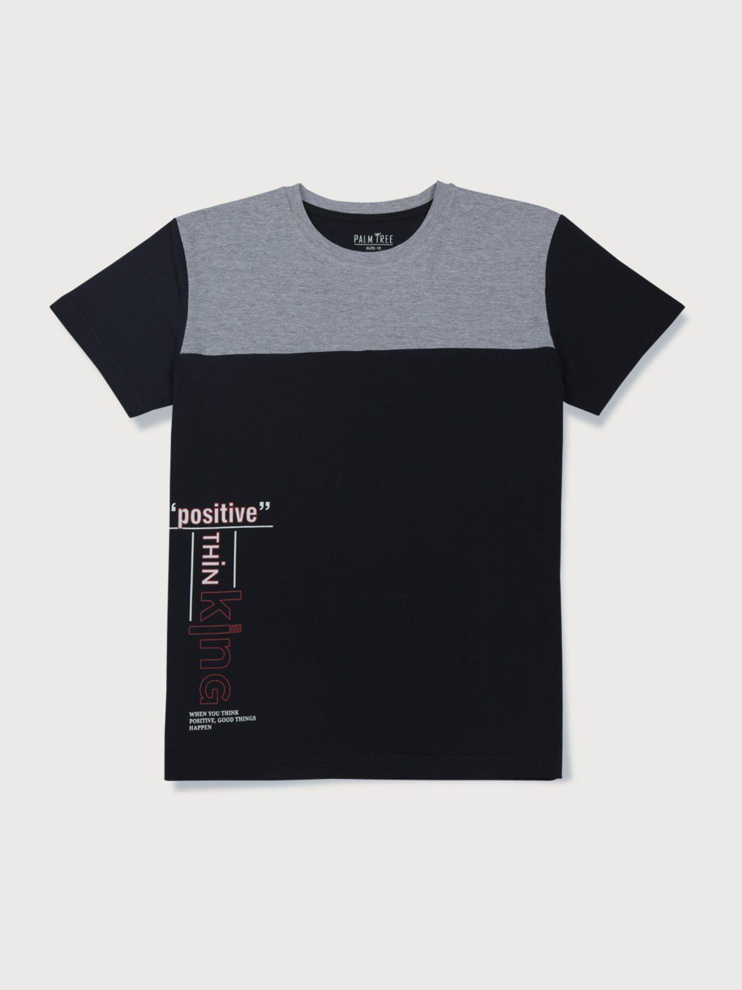 boys black knitted colorblock t-shirt