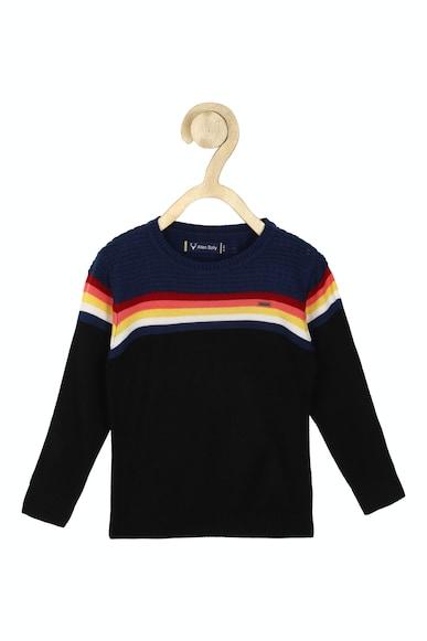 boys black patterned regular fit sweater