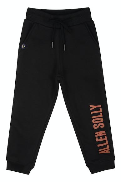 boys black regular fit graphic print track pants