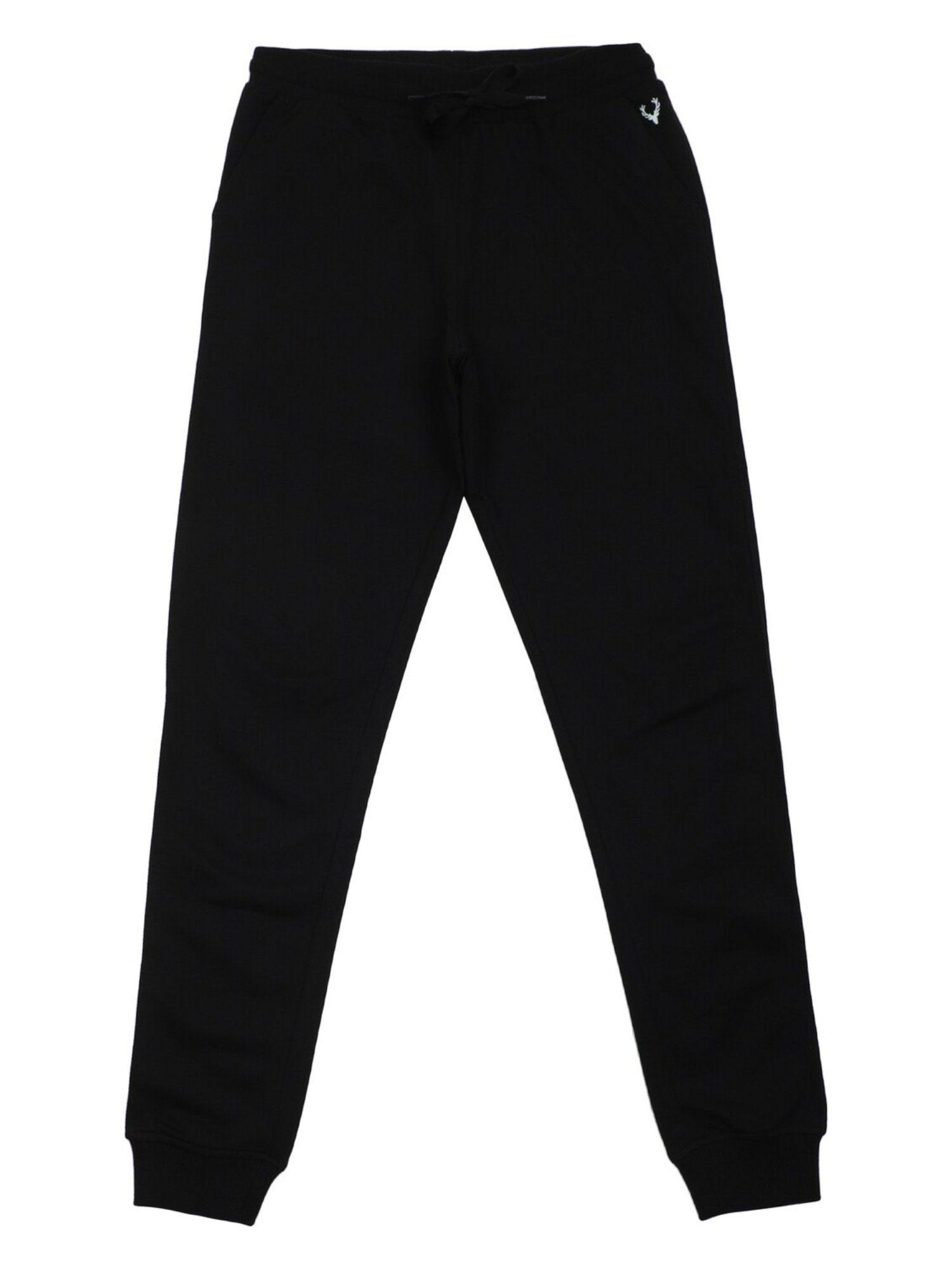 boys black regular fit solid jogger pants