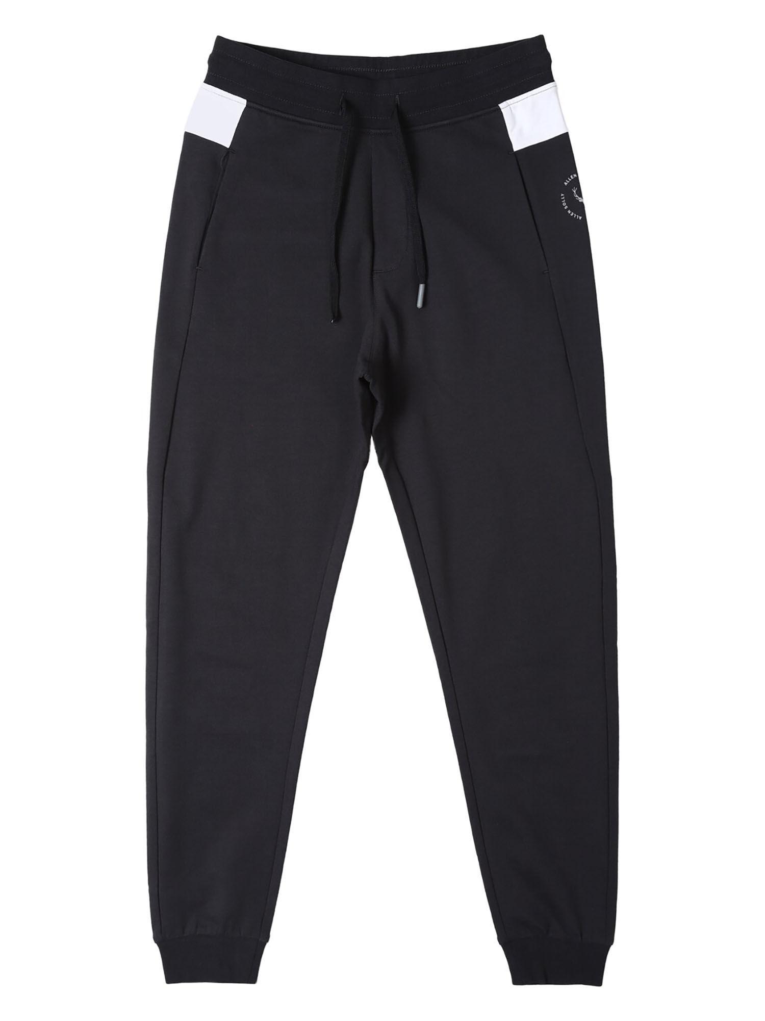 boys black regular fit solid jogger pants