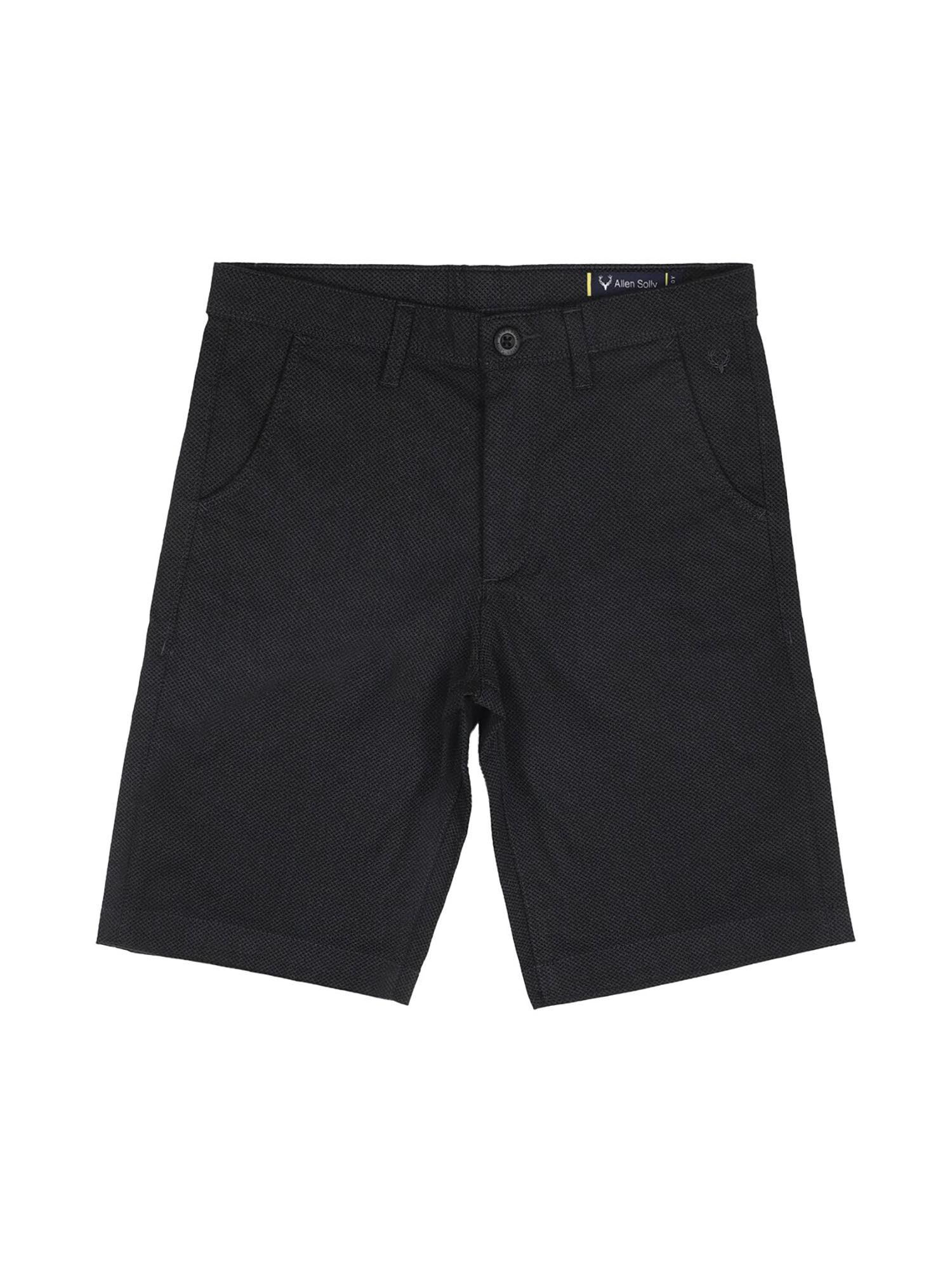 boys black regular fit solid shorts