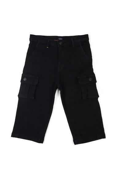 boys black regular fit solid shorts