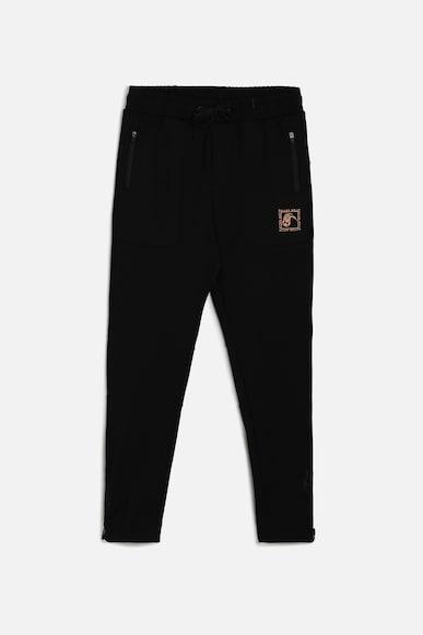 boys black regular fit solid trousers