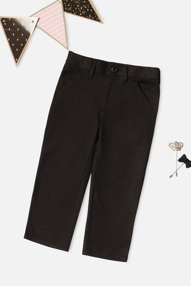 boys black regular fit solid trousers