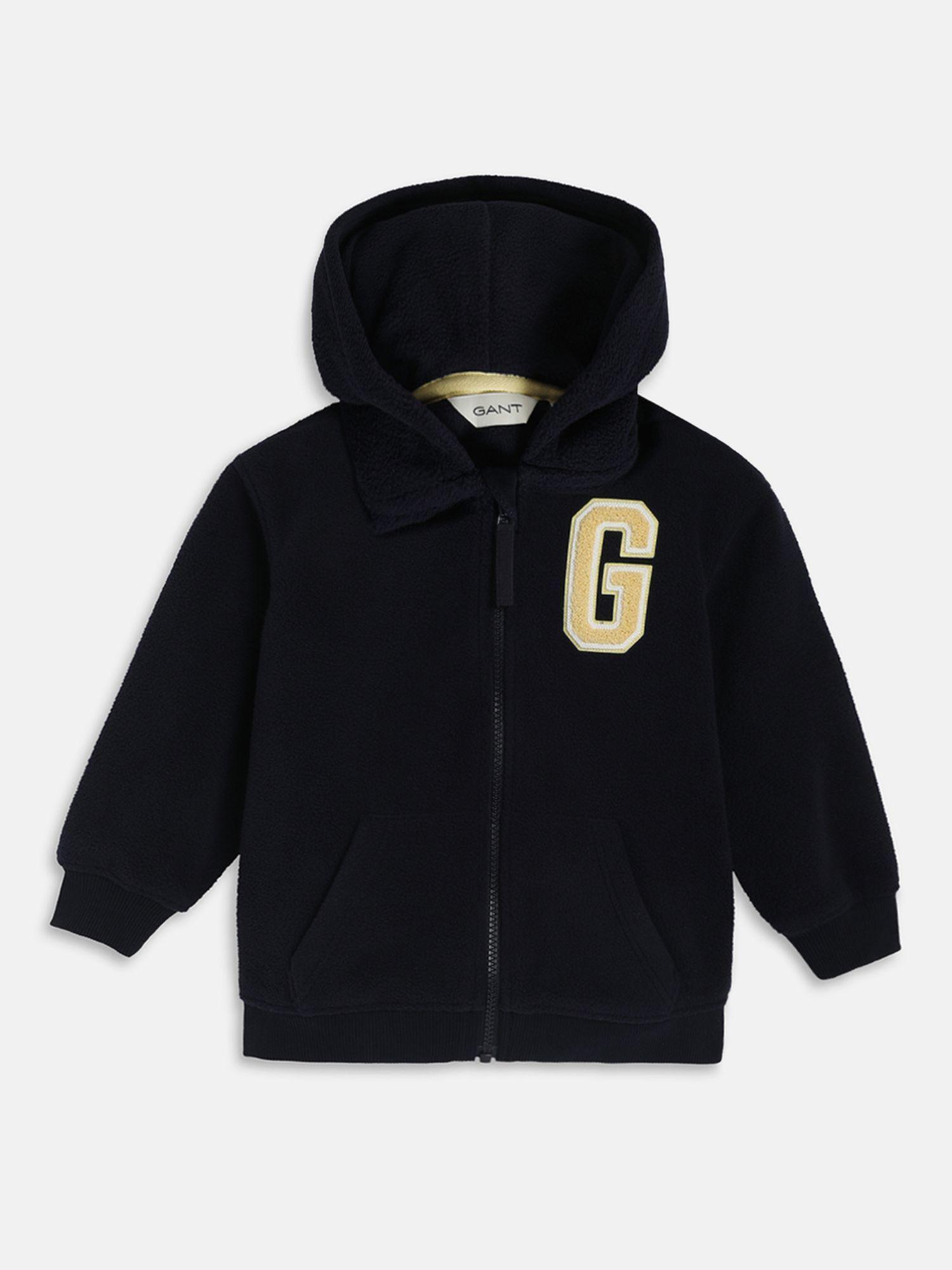 boys black solid hoodie