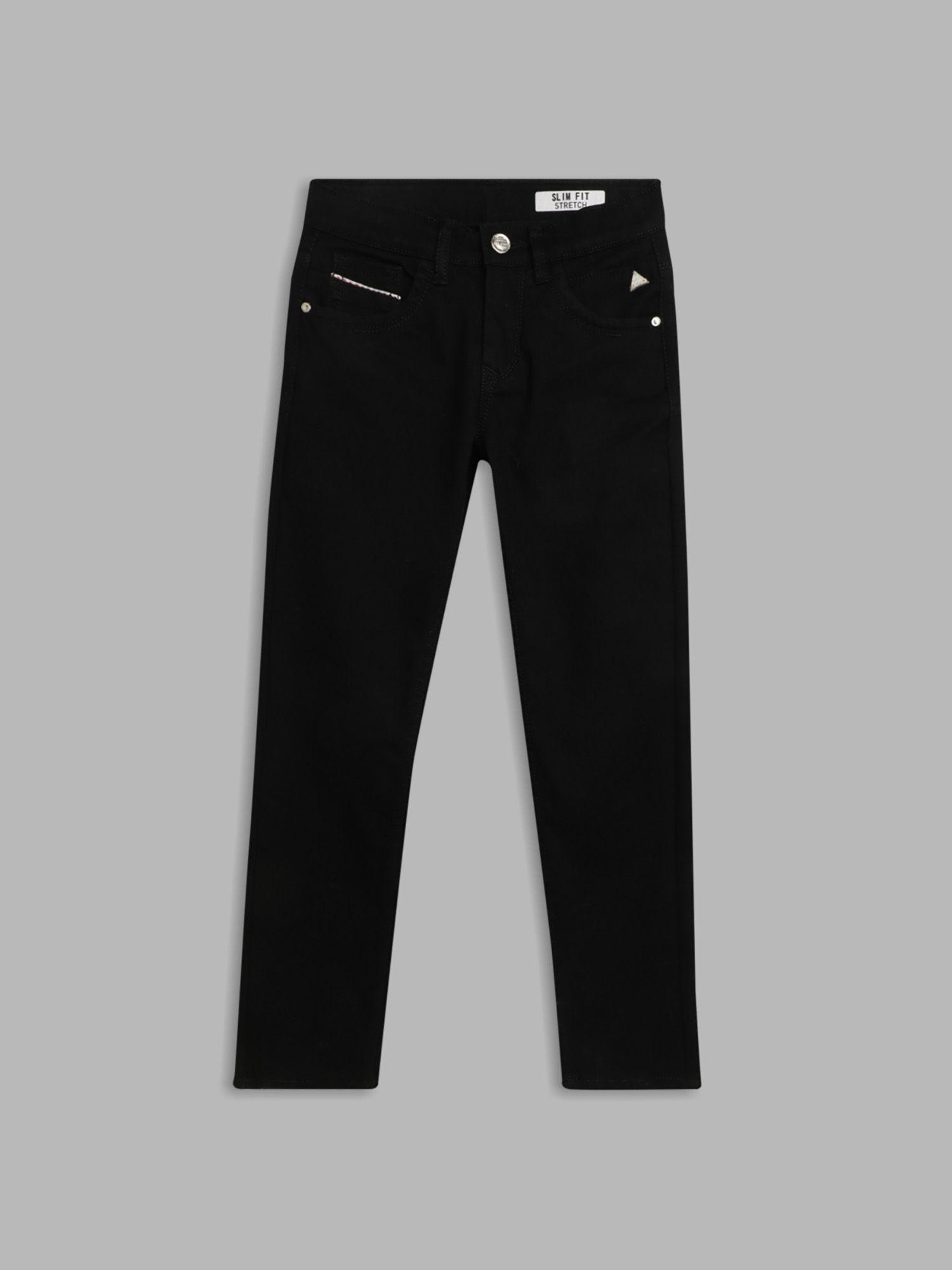 boys black solid jeans