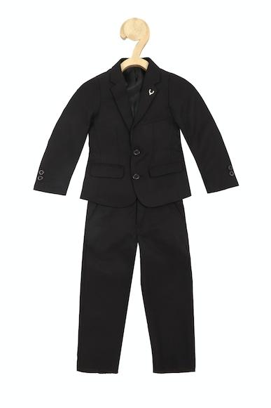 boys black solid regular fit two piece suit