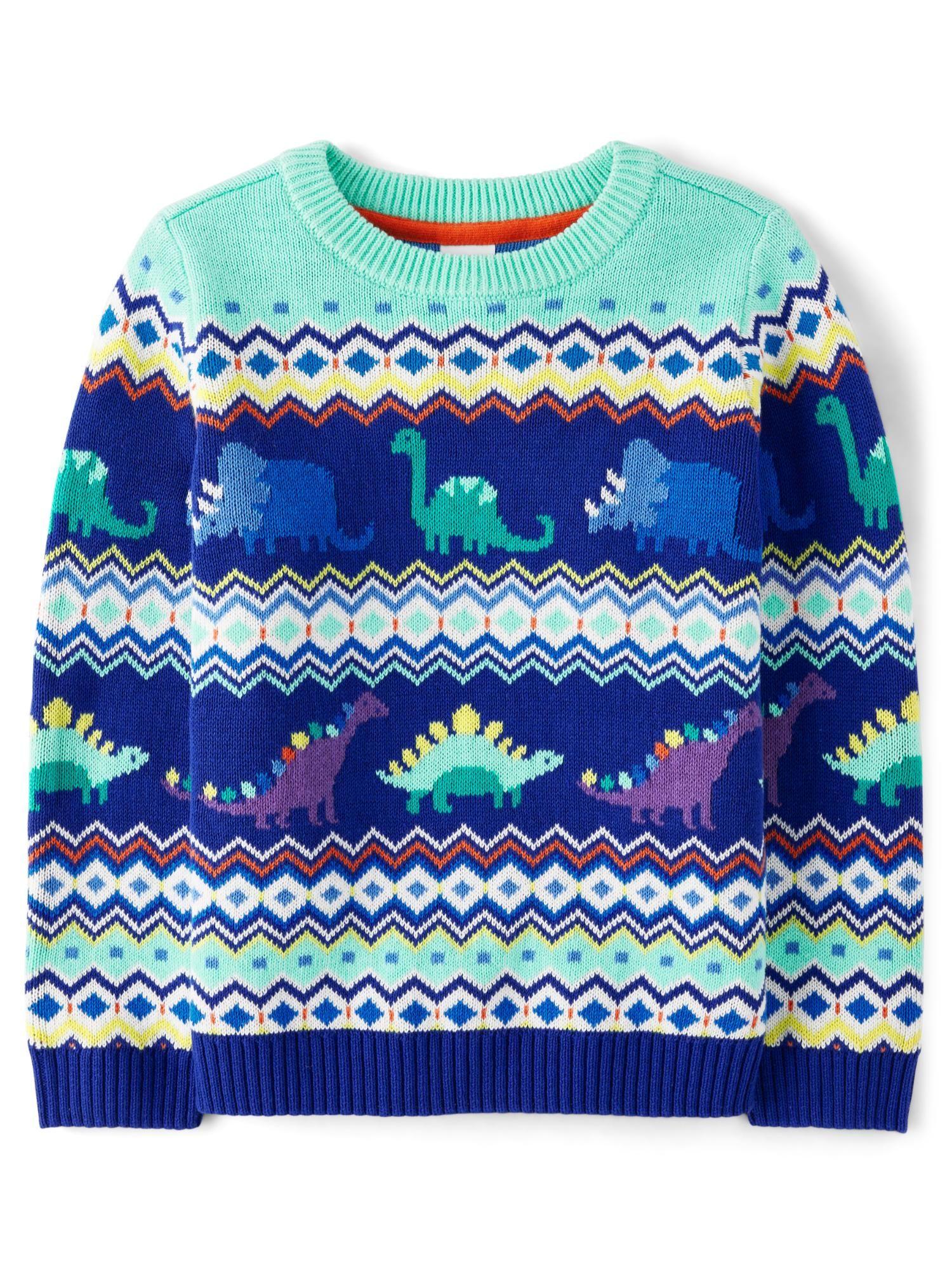 boys blue & turquoise sweater with animal embroidery (2 years)