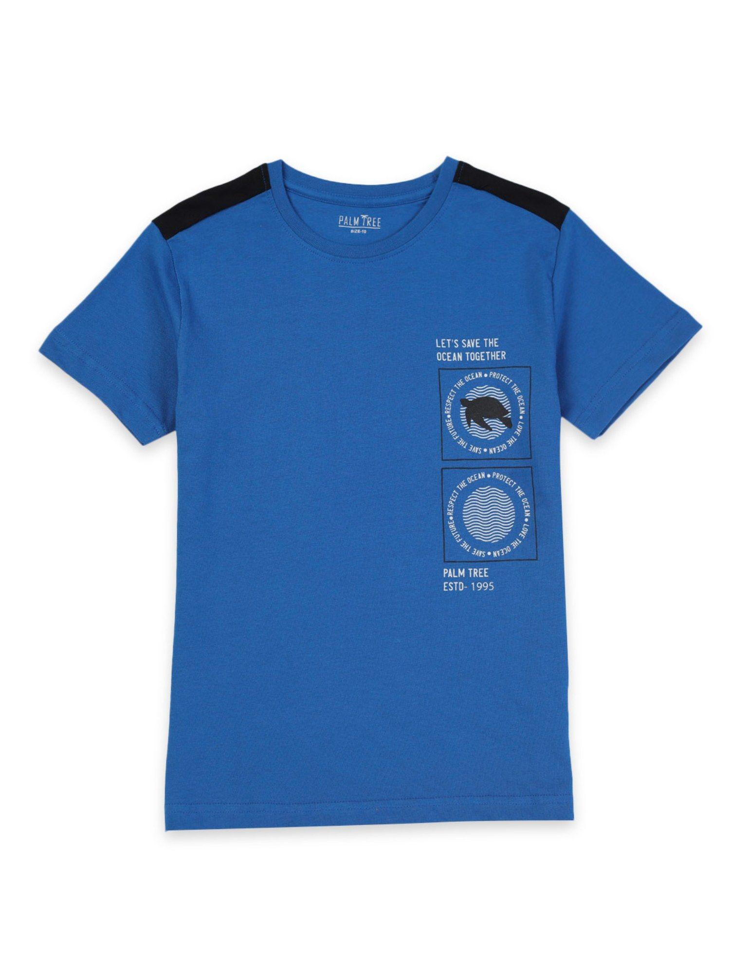 boys blue cotton graphic t-shirt