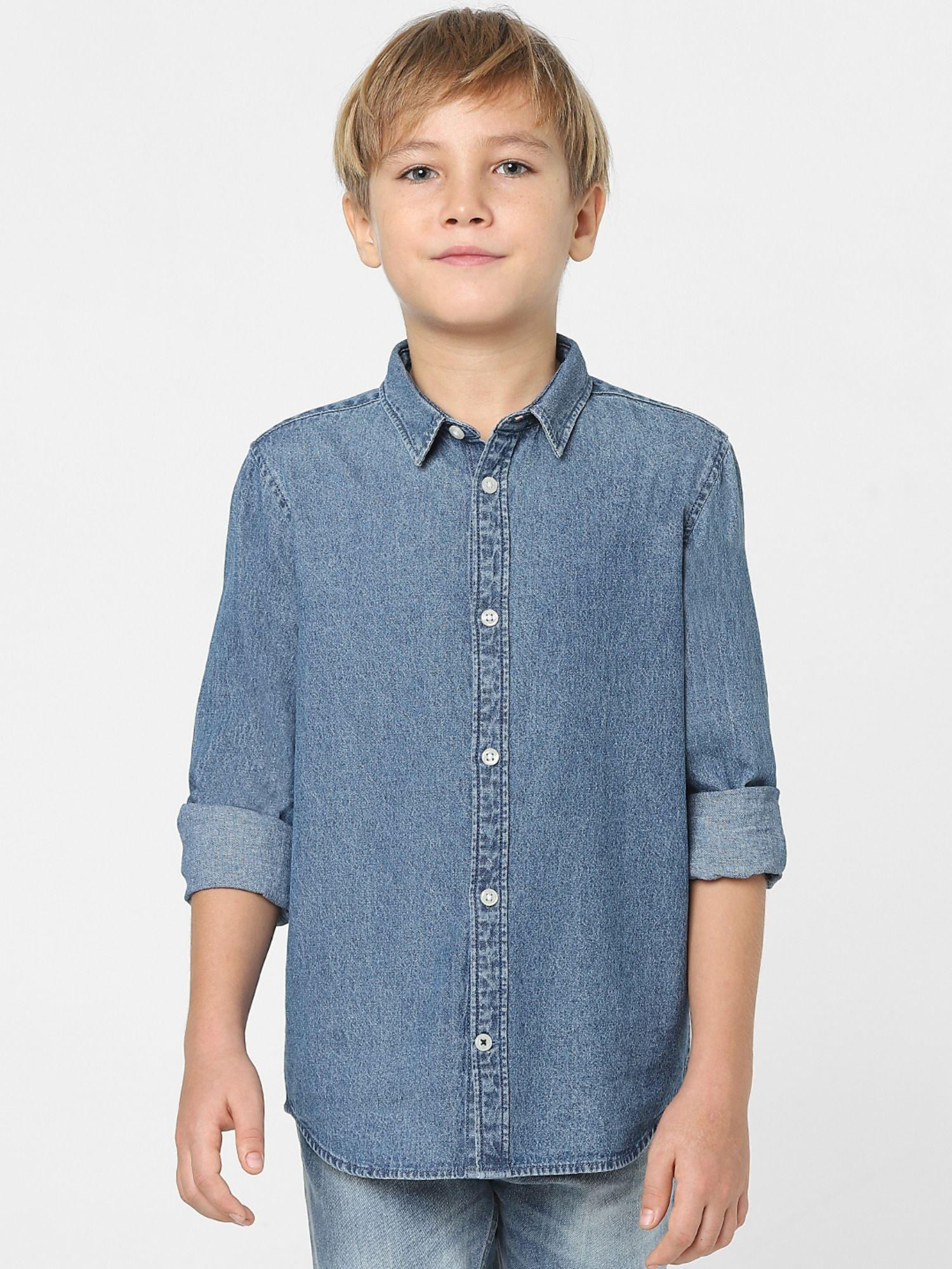 boys blue denim full sleeves shirt