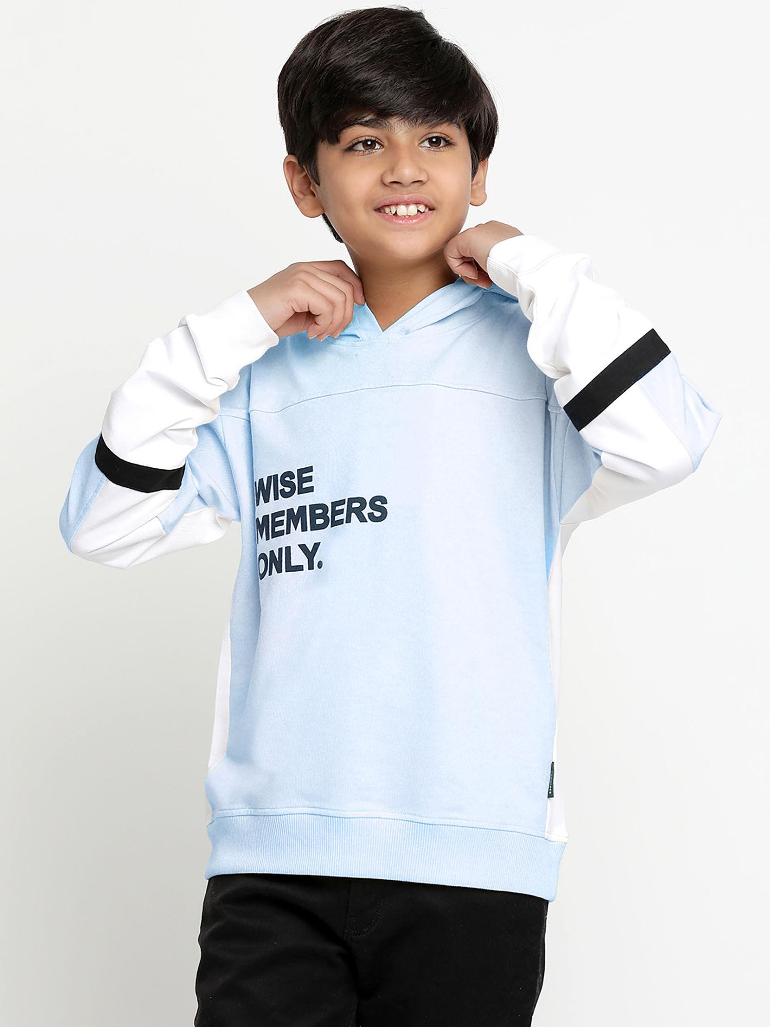 boys blue light weight cotton looper hoodie