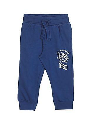 boys blue mid rise solid joggers