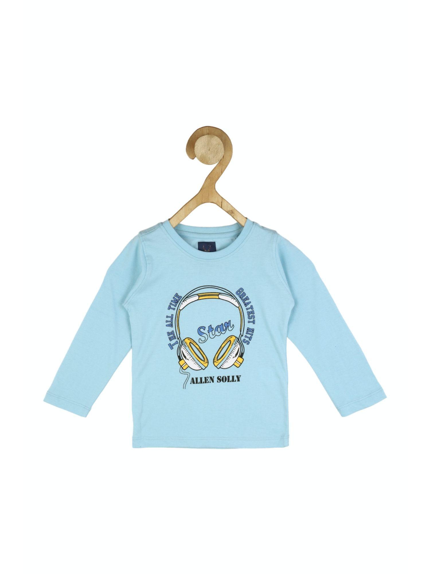 boys blue regular fit graphic print crew neck t shirt