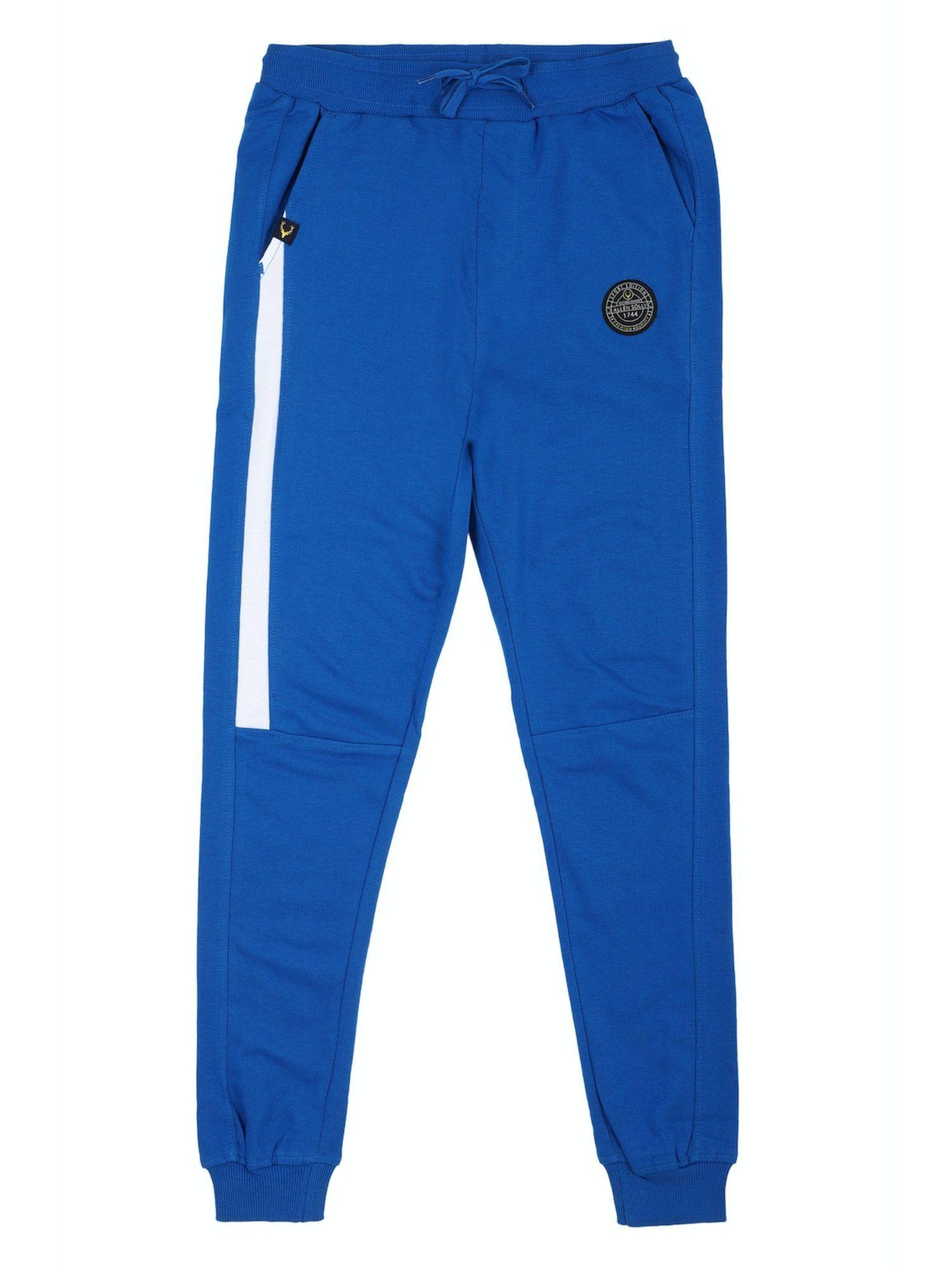 boys blue regular fit patterned jogger pants