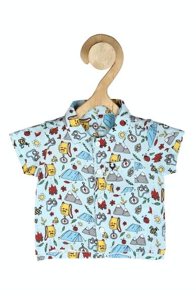 boys blue regular fit print casual shirt