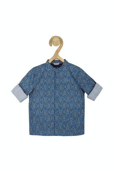 boys blue regular fit print casual shirt