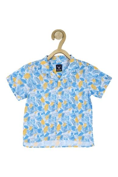 boys blue regular fit print casual shirt