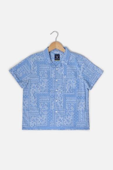 boys blue regular fit print casual shirt