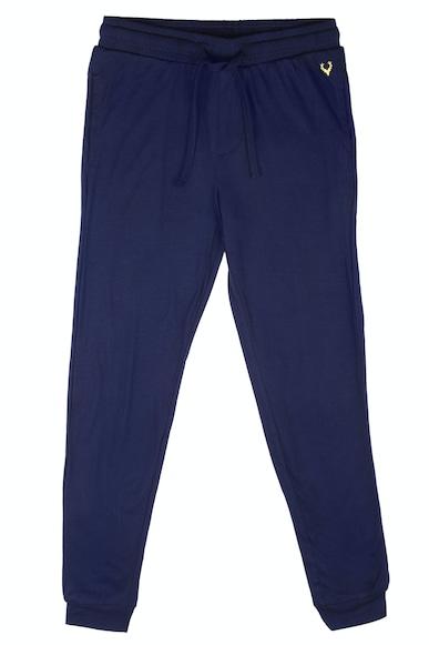 boys blue regular fit solid jogger pants