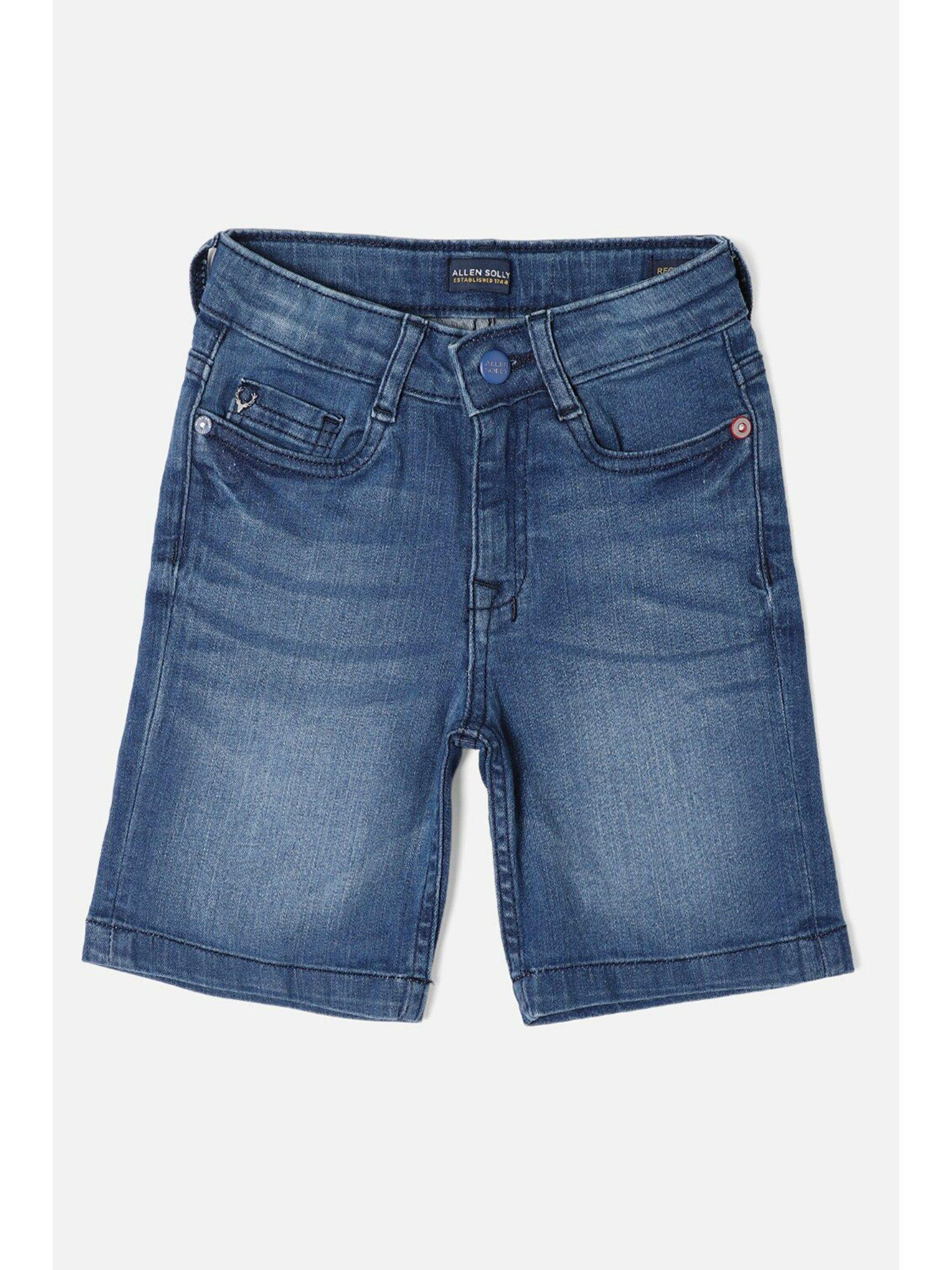 boys blue regular fit solid shorts