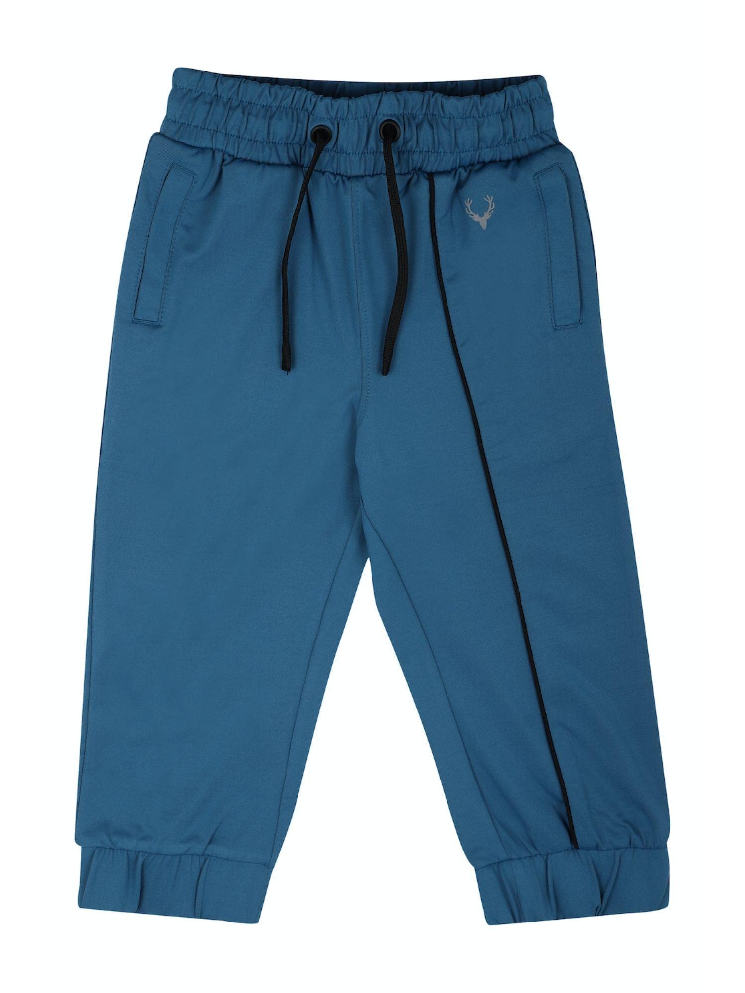 boys blue regular fit solid track pants