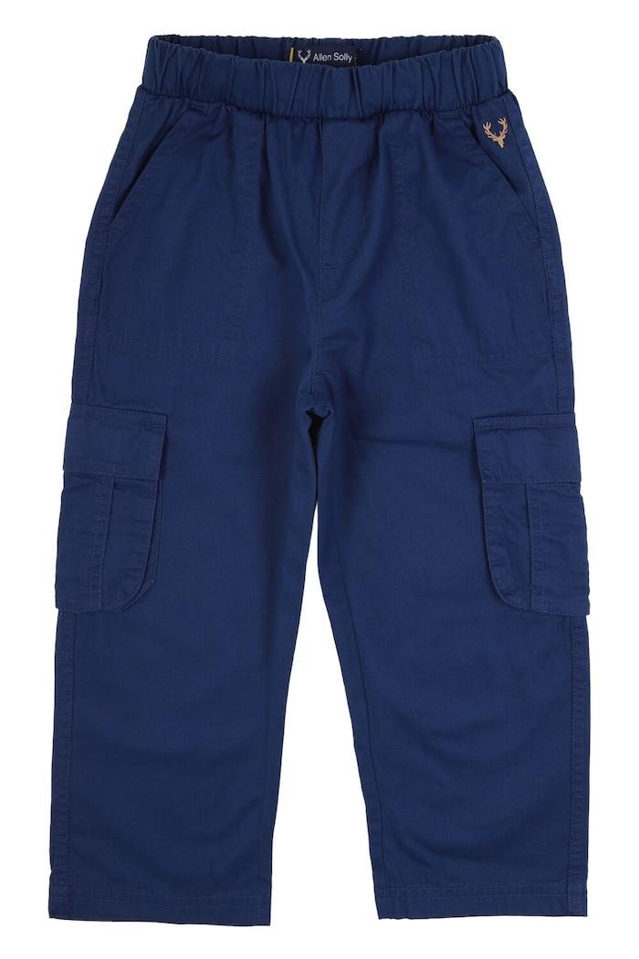 boys blue regular fit solid trousers