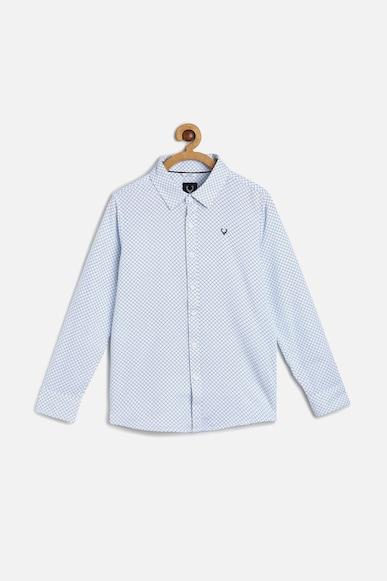 boys blue slim fit print casual shirt
