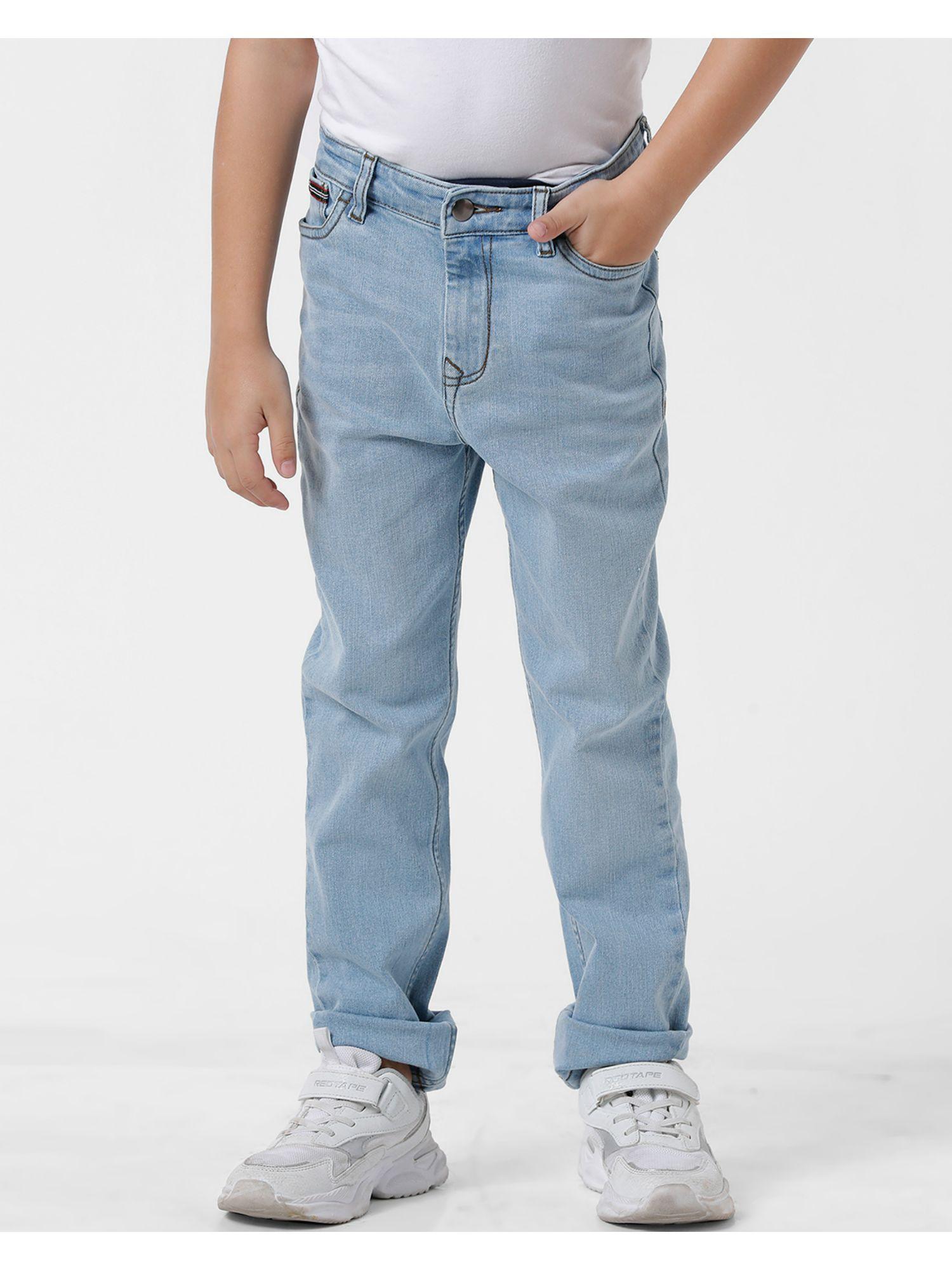 boys blue solid denim jeans