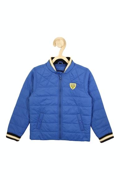 boys blue solid regular fit jacket