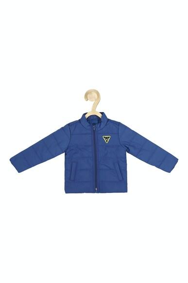 boys blue solid regular fit jacket