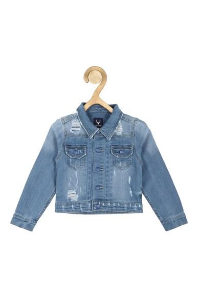 boys blue solid regular fit jacket