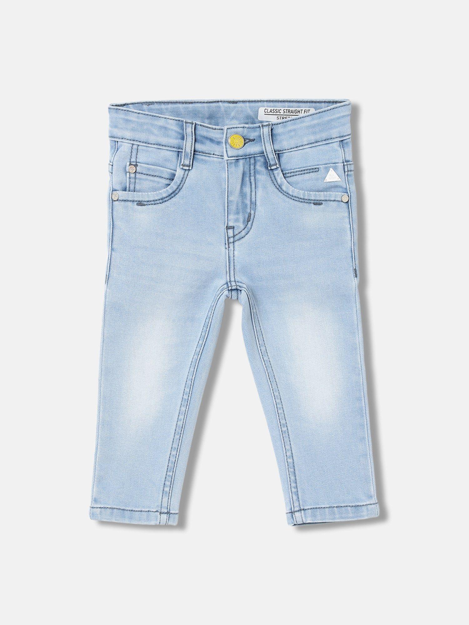 boys blue solid straight fit jeans