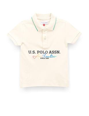 boys brand print cotton polo shirt